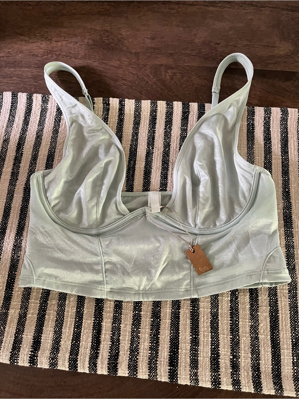 SKIMS glissenette bralette NEW size xs pale Seafoam blue-green